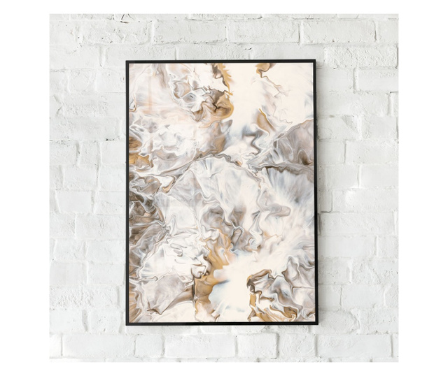 Uokvireni Plakati, White Gold Abstract, 21 x 30 cm, Crni okvir