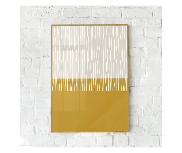 Plakat w ramce, White Lines on Orange, 60x40 cm, złota rama