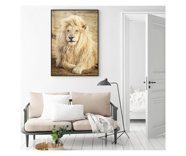 Plakat w ramce, White Lion, 60x40 cm, czarna ramka