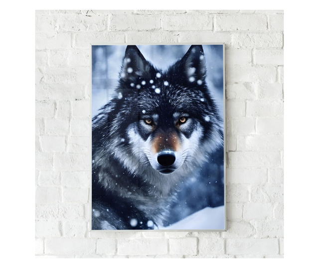 Uokvireni Plakati, Winter Forest Wolf, 60x40 cm, Bijeli okvir