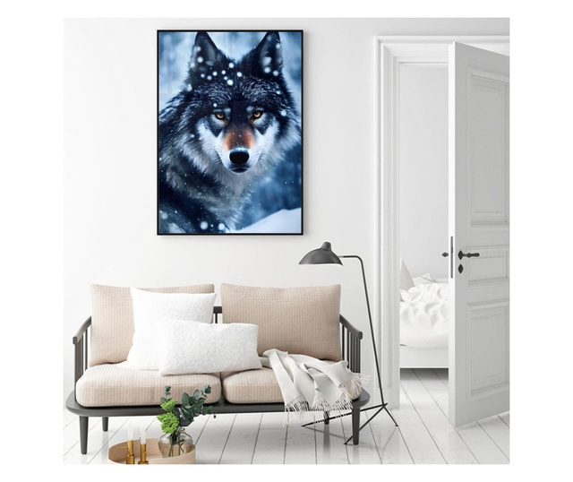 Plakat w ramce, Winter Forest Wolf, 42 x 30 cm, czarna ramka
