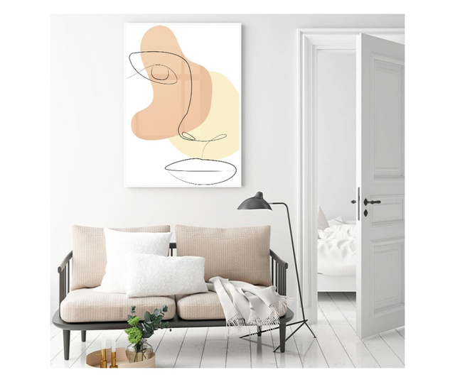 Plakat w ramce, Woman Face Line Art, 50x 70 cm, biała ramka