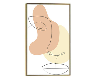 Plakat w ramce, Woman Face Line Art, 21 x 30 cm, złota rama