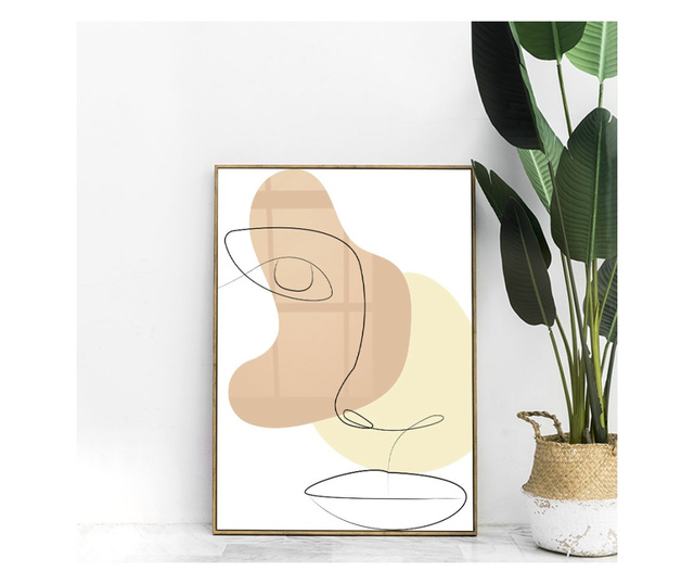 Plakat w ramce, Woman Face Line Art, 21 x 30 cm, złota rama