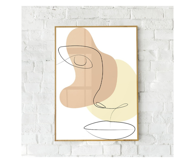 Plakat w ramce, Woman Face Line Art, 60x40 cm, złota rama