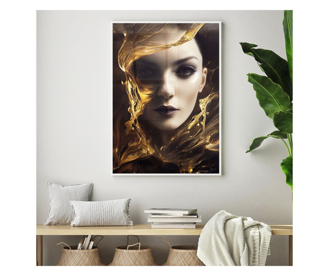 Plakat w ramce, Woman With Liquid Gold, 42 x 30 cm, biała ramka