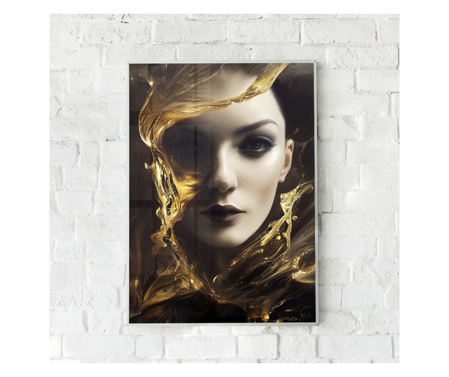 Plakat w ramce, Woman With Liquid Gold, 21 x 30 cm, biała ramka