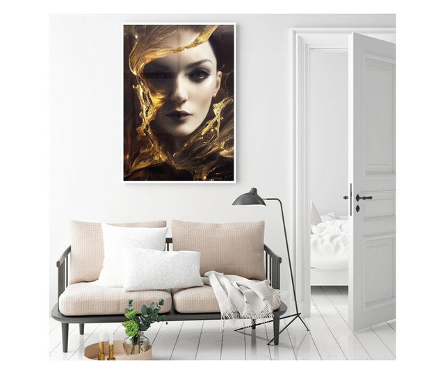 Plakat w ramce, Woman With Liquid Gold, 60x40 cm, biała ramka
