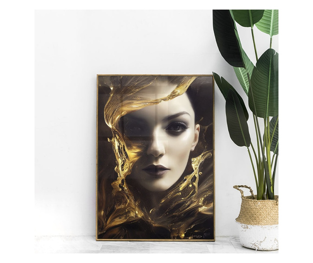 Uokvireni Plakati, Woman With Liquid Gold, 50x 70 cm, Zlatni okvir