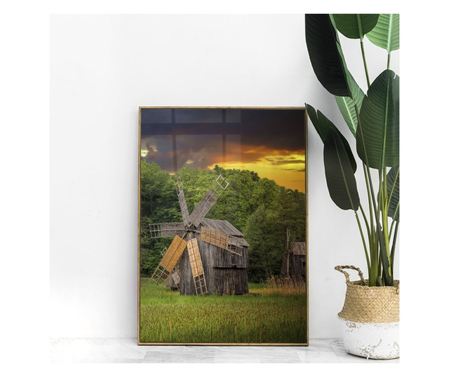 Plakat w ramce, Wood Windmills, 50x 70 cm, złota rama