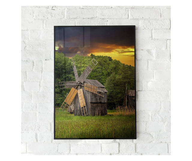 Plakat w ramce, Wood Windmills, 80x60 cm, czarna ramka