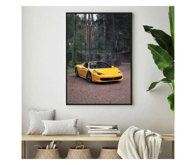 Plakat w ramce, Yellow Ferrari, 42 x 30 cm, czarna ramka