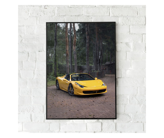 Plakat w ramce, Yellow Ferrari, 42 x 30 cm, czarna ramka