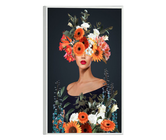 Plakat w ramce, Young Woman With Flower, 21 x 30 cm, biała ramka