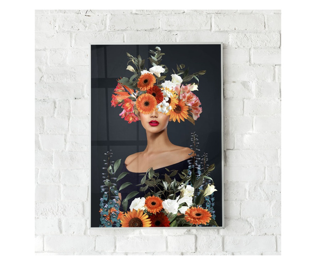 Plakat w ramce, Young Woman With Flower, 21 x 30 cm, biała ramka
