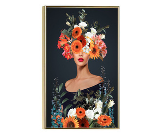 Plakat w ramce, Young Woman With Flower, 21 x 30 cm, złota rama