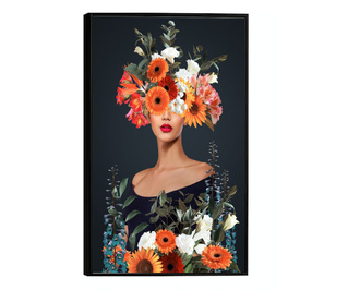 Plakat w ramce, Young Woman With Flower, 80x60 cm, czarna ramka