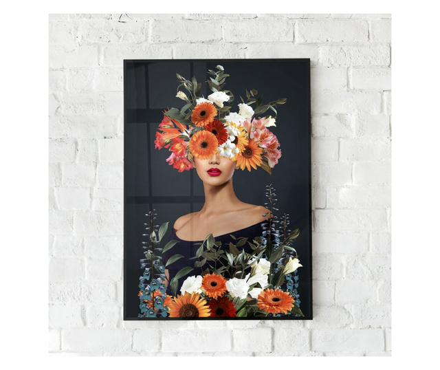 Plakat w ramce, Young Woman With Flower, 42 x 30 cm, czarna ramka