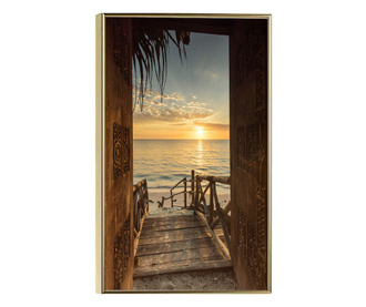 Plakat w ramce, Zanzibar Sunrise, 80x60 cm, złota rama