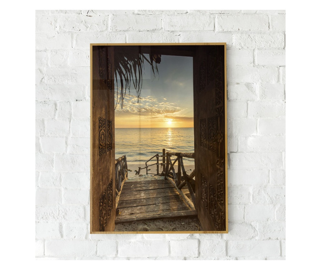Plakat w ramce, Zanzibar Sunrise, 60x40 cm, złota rama