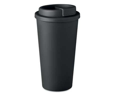 Чаша за кафе Tuty, Двустенна чаша от PP, 475мл, Черен