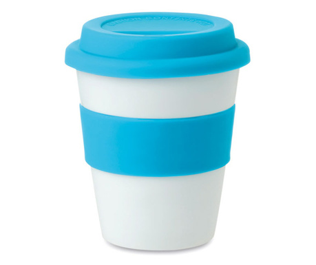 Чаша за кафе Astoria, силиконов капак, Ø8,5X11 см, 350мл, Бял/Тюркоаз