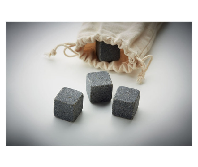 Кубчета лед Rocks, 4броя, каменни, многократни, в памучна торбичка