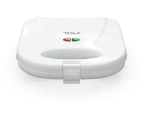 Сандвич тостер Tesla SM100W, 750W, За 2 филийки, Алуминиеви незалепващи плочи, 135 - 205C градуса, Бял