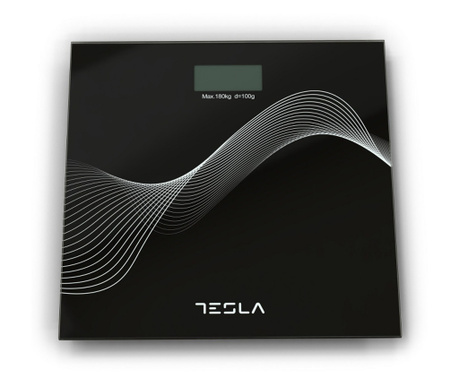 Кантар Tesla BS102B, 180 кг, Дигитален, LCD дисплей, 30х30 см, Черен