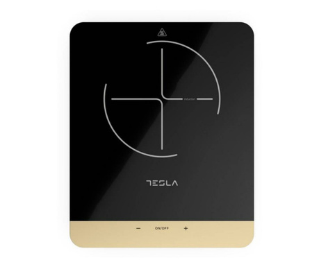 Индукционен котлон Tesla IC401, 2000W, Сензорно управление, LED дисплей, 8 нива на мощност, Черен/Златист
