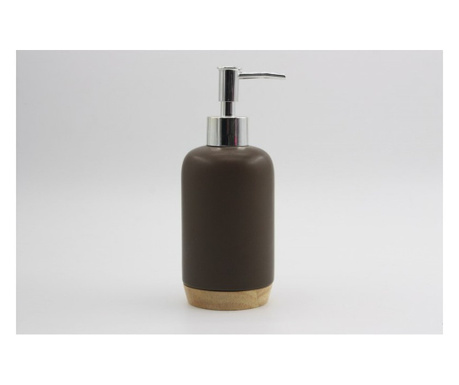 Дозатор за течен сапун Inter Ceramic Марли ICCA 56163, Кафяв, Порцелан с дъбова основа, За баня