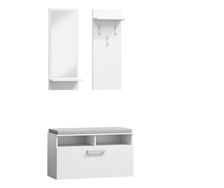 Set mobilier hol cu oglinda SL P003 alb, 89x40x180 cm