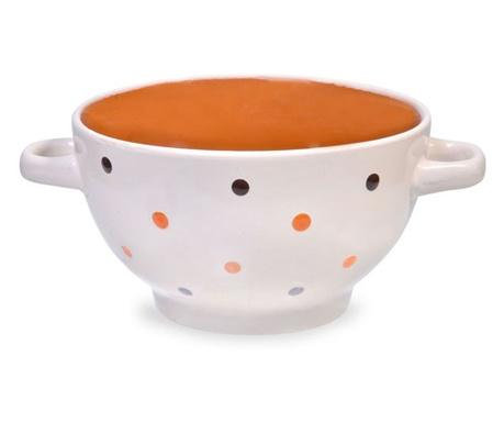 Купа за супа Felis, Керамика, 14x8 см, 650 мл, Бял/Оранжев