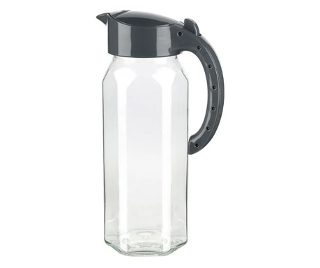 Кана за вода и напитки Felis, Стъкло, 1,5 л, Пластмасов капак, Прозрачен/Сив
