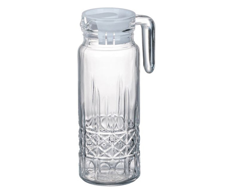 Кана за вода и напитки Felis, Стъкло, 9х24,5 см, 1,1 л, Пластмасов капак, Прозрачен/Бял