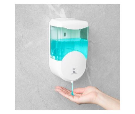 Mercaton® automata adagoló folyékony szappanhoz vagy fertőtlenítőszerhez, falra szerelhető, 600 ML, 4 X AA, fehér / átlátszó