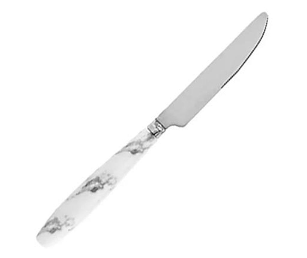 Комплект прибори Tableware, 12 части, Мраморна дръжка, Бял/Сив - 4