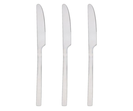 Комплект ножове Tableware, 3 бр, За основно ястие, Стомана, 24x2 см, Сив