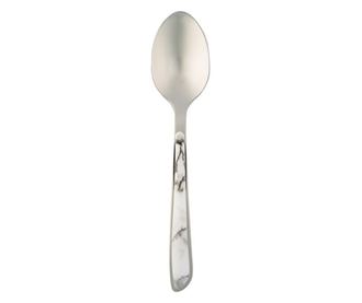 Лъжица Tableware, Десертна, Мраморна дръжка, Стомана, 14 см, Бял/Сив