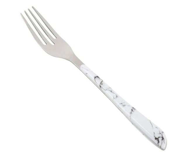 Вилица Tableware, За основно ястие, Мраморна дръжка, Стомана, 21 см, Бял/Сив