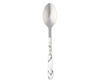Лъжица Tableware, За основно ястие, Мраморна дръжка, Стомана, 20 см, Бял/Сив