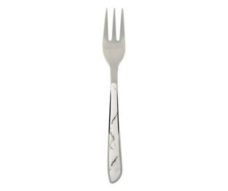 Вилица Tableware, Десертна, Мраморна дръжка, Стомана, 14.5 см, Бял/Сив