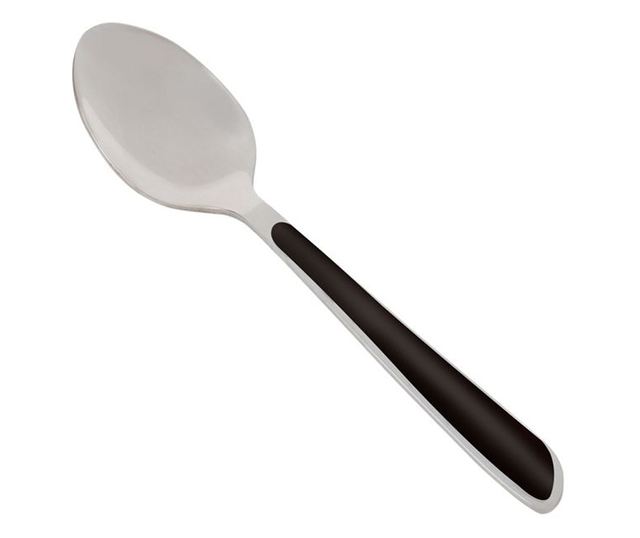 Лъжица Tableware, Десертна, Черна дръжка, Стомана, 14 см, Сив/Черен