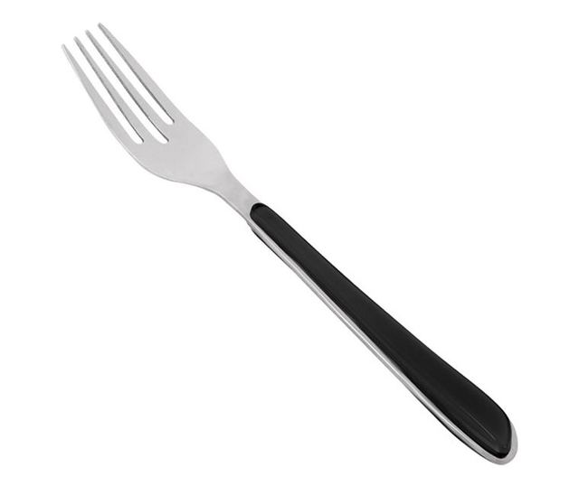 Вилица Tableware, За основно ястие, Черна дръжка, Стомана, 21 см, Сив/Черен