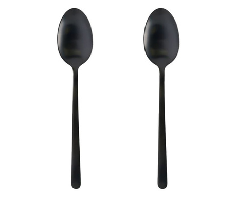 Комплект лъжици Tableware, 2 бр, За основно ястие, Стомана, 20,5 cm, Черен