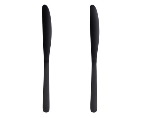 Комплект ножове Tableware, 2 бр, За основно ястие, Стомана, 23 cm, Черен