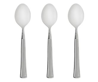Комплект лъжици Tableware, 3 бр, Десертна, Релефен дизайн, Стомана, 13,5 см, Сив