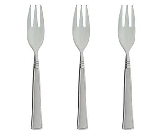 Комплект вилици Tableware, 3 бр, Десертна, Релефен дизайн, Стомана, 14,5 см, Сив
