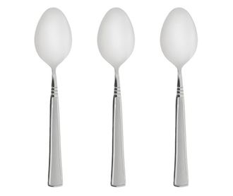 Комплект лъжици Tableware, 3 бр, За основно ястие, Релефен дизайн, Стомана, 20 см, Сив