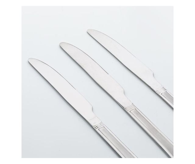 Комплект ножове Tableware, 3 бр, За основно ястие, Релефен дизайн, Стомана, 23 см, Сив